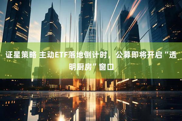 证星策略 主动ETF落地倒计时，公募即将开启“透明厨房”窗口